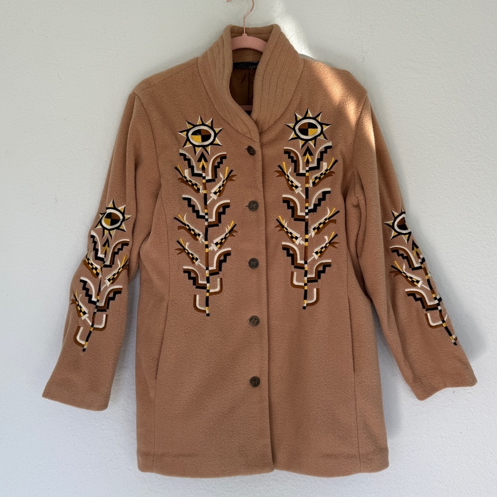 Vintage Bob Mackie Camel Embroidered Coat S